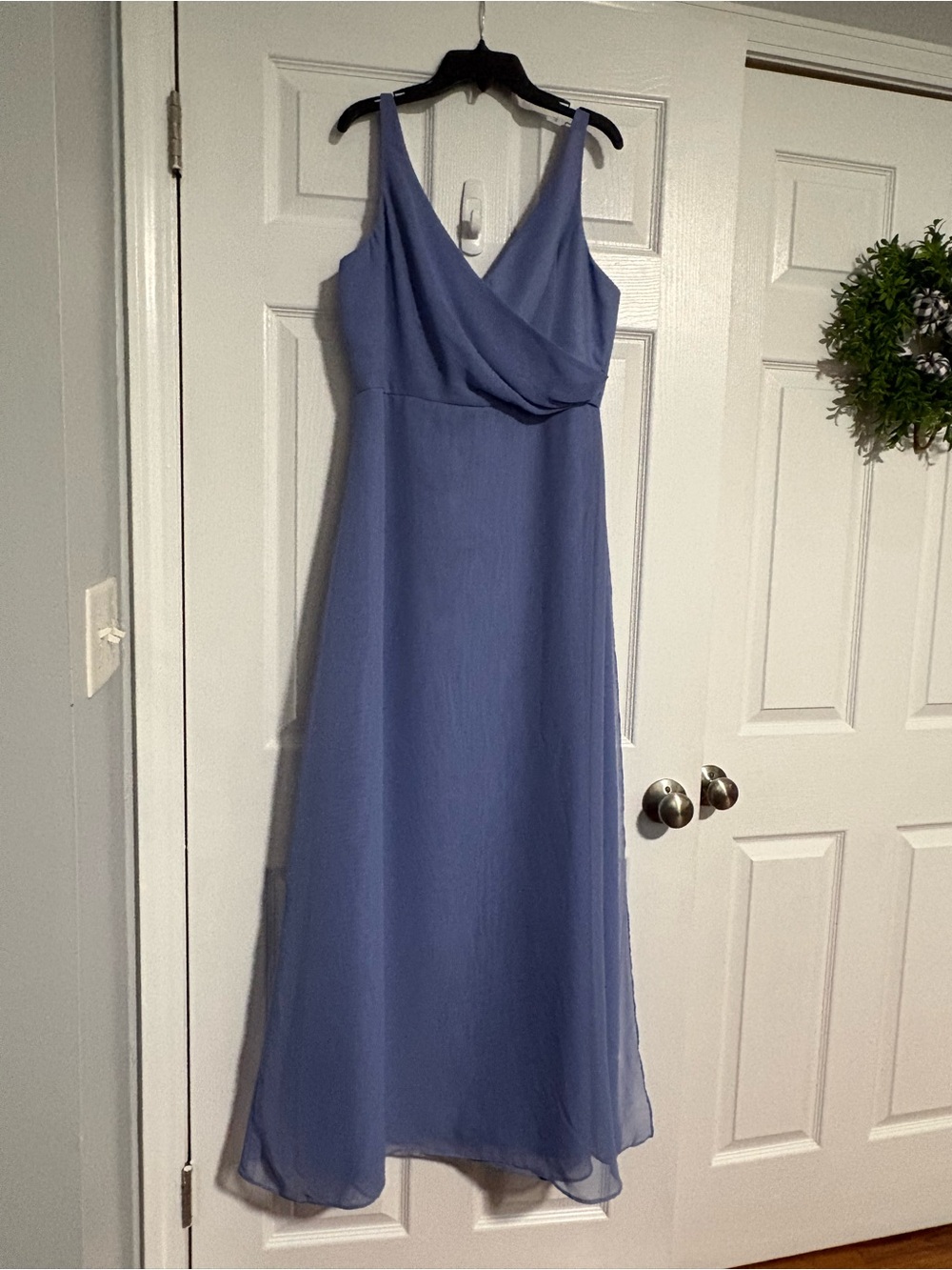 Impressions Periwinkle Blue Chiffon V-Neck A-Line Bridesmaid Formal Dress Sz 14